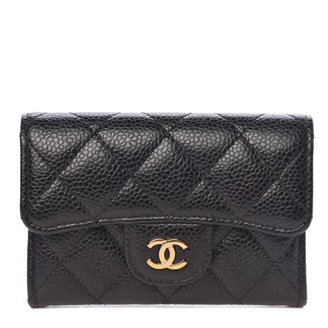 chanel cardholder black|CHANEL Caviar Quilted Flap Card Holder Wallet Black.